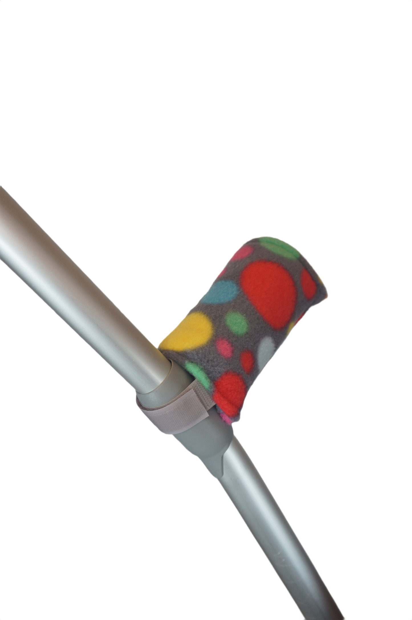 Padded, Reusable & Washable Crutch Handle Covers - Grey Rainbow Spot