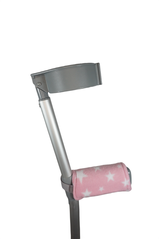 Padded, Reusable & Washable Crutch Handle Covers - Pink Stars