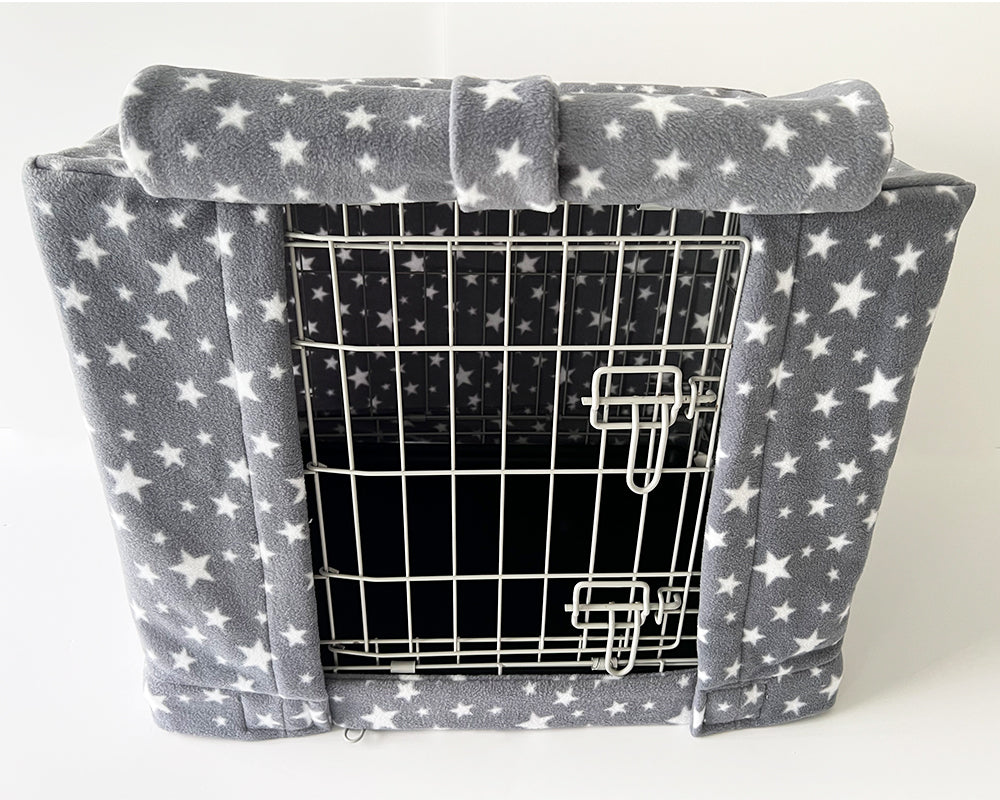 Custom Dog Crate Cover - Grey Stars