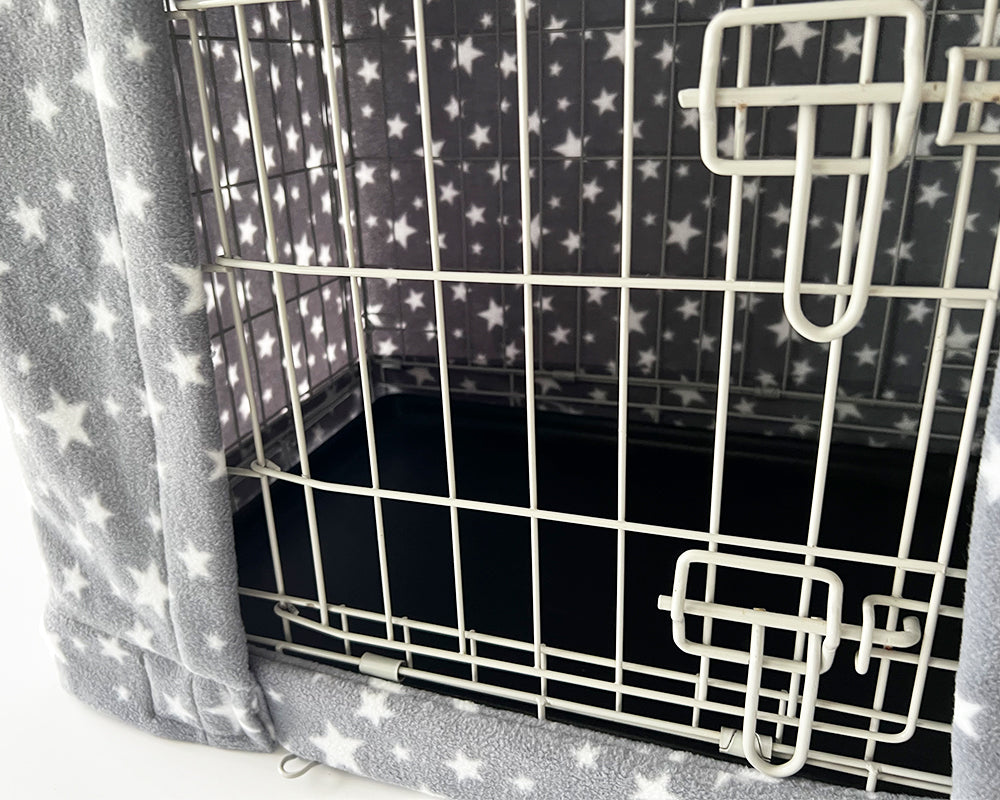 Custom Dog Crate Cover - Grey Stars