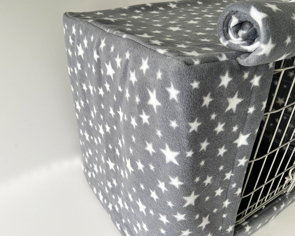 Custom Dog Crate Cover - Grey Stars